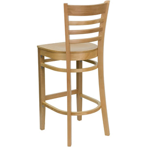 English Elm HERCULES Series Ladder Back Barstool - Elegant Cherry Wood Design with Comfortable Padded Seat Natural Wood Seat/Natural Wood Frame XU-DGW0005BARLAD-NAT-GG