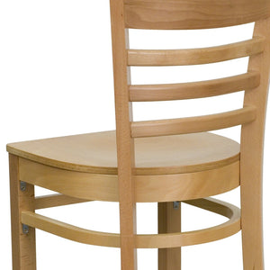 English Elm HERCULES Series Ladder Back Barstool - Elegant Cherry Wood Design with Comfortable Padded Seat Natural Wood Seat/Natural Wood Frame XU-DGW0005BARLAD-NAT-GG