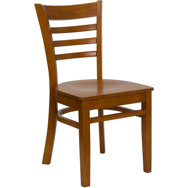 English Elm HERCULES Series Ladder Back Dining Chair - Durable Cherry Wood Design for Restaurants & Cafés Cherry Wood Seat/Cherry Wood Frame XU-DGW0005LAD-CHY-GG
