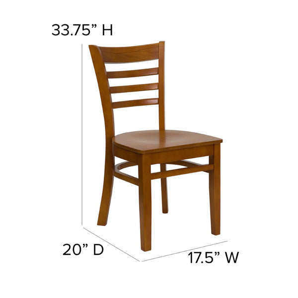 English Elm HERCULES Series Ladder Back Dining Chair - Durable Cherry Wood Design for Restaurants & Cafés Cherry Wood Seat/Cherry Wood Frame XU-DGW0005LAD-CHY-GG