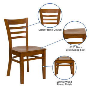 English Elm HERCULES Series Ladder Back Dining Chair - Durable Cherry Wood Design for Restaurants & Cafés Cherry Wood Seat/Cherry Wood Frame XU-DGW0005LAD-CHY-GG