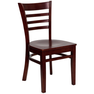 English Elm HERCULES Series Ladder Back Dining Chair - Durable Cherry Wood Design for Restaurants & Cafés Mahogany Wood Seat/Mahogany Wood Frame XU-DGW0005LAD-MAH-GG