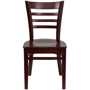 English Elm HERCULES Series Ladder Back Dining Chair - Durable Cherry Wood Design for Restaurants & Cafés Mahogany Wood Seat/Mahogany Wood Frame XU-DGW0005LAD-MAH-GG