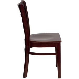 English Elm HERCULES Series Ladder Back Dining Chair - Durable Cherry Wood Design for Restaurants & Cafés Mahogany Wood Seat/Mahogany Wood Frame XU-DGW0005LAD-MAH-GG