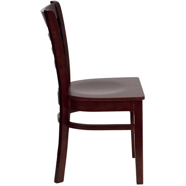 English Elm HERCULES Series Ladder Back Dining Chair - Durable Cherry Wood Design for Restaurants & Cafés Mahogany Wood Seat/Mahogany Wood Frame XU-DGW0005LAD-MAH-GG