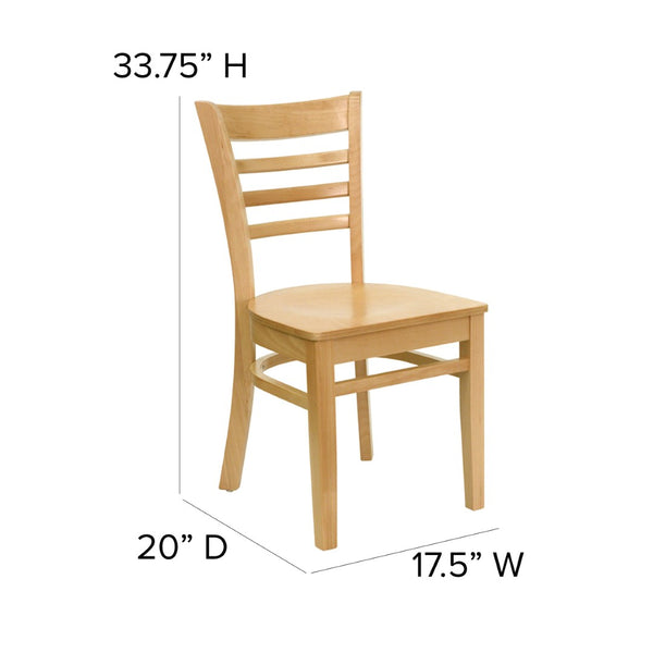 English Elm HERCULES Series Ladder Back Dining Chair - Durable Cherry Wood Design for Restaurants & Cafés Natural Wood Seat/Natural Wood Frame XU-DGW0005LAD-NAT-GG
