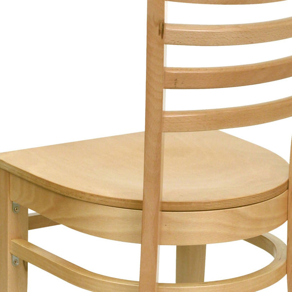 English Elm HERCULES Series Ladder Back Dining Chair - Durable Cherry Wood Design for Restaurants & Cafés Natural Wood Seat/Natural Wood Frame XU-DGW0005LAD-NAT-GG