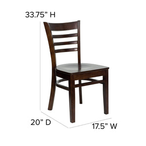 English Elm HERCULES Series Ladder Back Dining Chair - Durable Cherry Wood Design for Restaurants & Cafés Walnut Wood Seat/Walnut Wood Frame XU-DGW0005LAD-WAL-GG