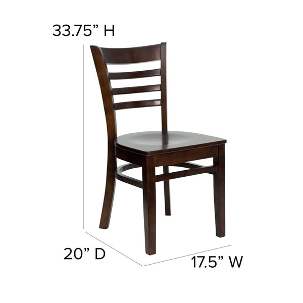 English Elm HERCULES Series Ladder Back Dining Chair - Durable Cherry Wood Design for Restaurants & Cafés Walnut Wood Seat/Walnut Wood Frame XU-DGW0005LAD-WAL-GG