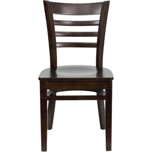 English Elm HERCULES Series Ladder Back Dining Chair - Durable Cherry Wood Design for Restaurants & Cafés Walnut Wood Seat/Walnut Wood Frame XU-DGW0005LAD-WAL-GG