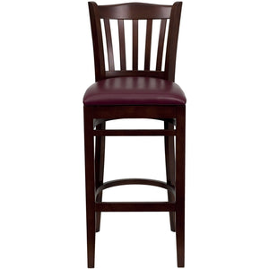 English Elm HERCULES Vertical Slat Back Barstool with Durable Design and Comfort for Restaurants and Homes Burgundy Vinyl Seat/Mahogany Wood Frame XU-DGW0008BARVRT-MAH-BURV-GG