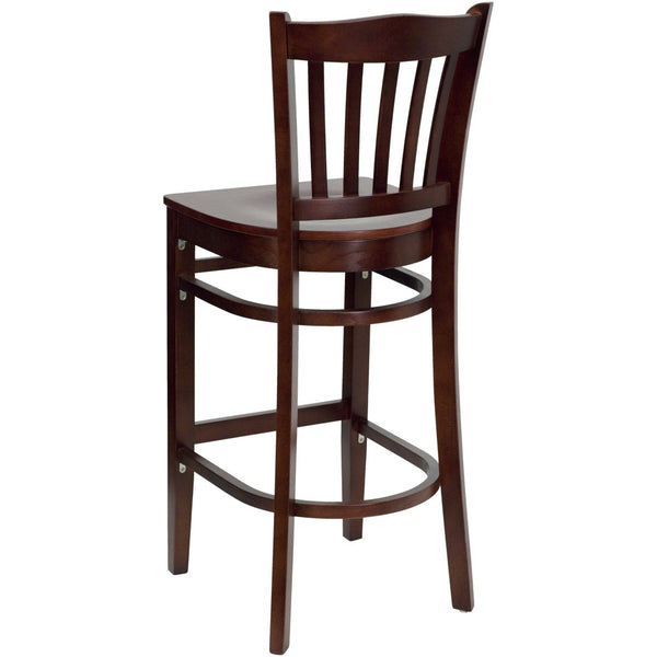 English Elm HERCULES Vertical Slat Back Barstool with Durable Design and Comfort for Restaurants and Homes Mahogany Wood Seat/Mahogany Wood Frame XU-DGW0008BARVRT-MAH-GG