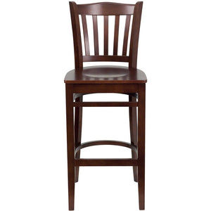 English Elm HERCULES Vertical Slat Back Barstool with Durable Design and Comfort for Restaurants and Homes Mahogany Wood Seat/Mahogany Wood Frame XU-DGW0008BARVRT-MAH-GG