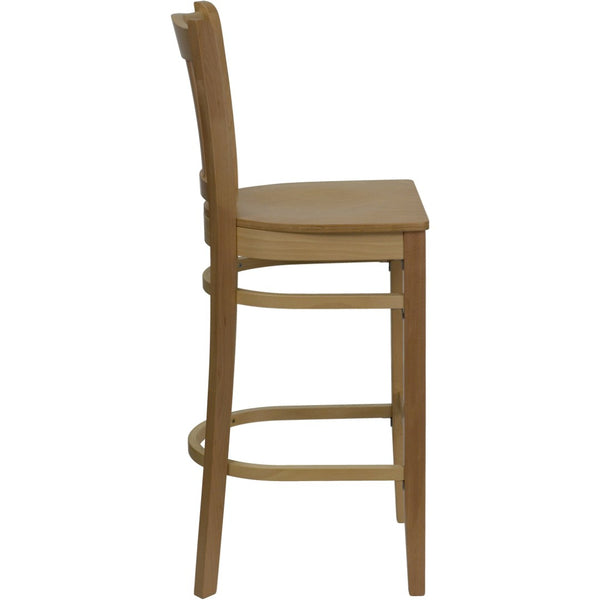 English Elm HERCULES Vertical Slat Back Barstool with Durable Design and Comfort for Restaurants and Homes Natural Wood Seat/Natural Wood Frame XU-DGW0008BARVRT-NAT-GG
