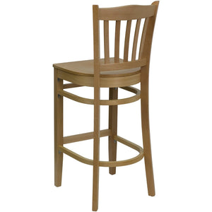 English Elm HERCULES Vertical Slat Back Barstool with Durable Design and Comfort for Restaurants and Homes Natural Wood Seat/Natural Wood Frame XU-DGW0008BARVRT-NAT-GG