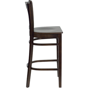 English Elm HERCULES Vertical Slat Back Barstool with Durable Design and Comfort for Restaurants and Homes Walnut Wood Seat/Walnut Wood Frame XU-DGW0008BARVRT-WAL-GG