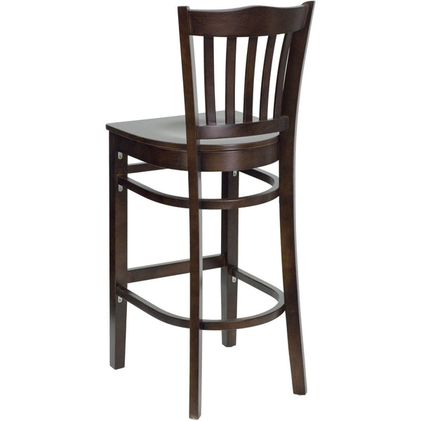English Elm HERCULES Vertical Slat Back Barstool with Durable Design and Comfort for Restaurants and Homes Walnut Wood Seat/Walnut Wood Frame XU-DGW0008BARVRT-WAL-GG
