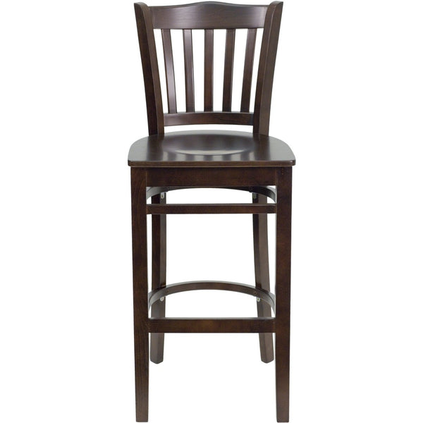English Elm HERCULES Vertical Slat Back Barstool with Durable Design and Comfort for Restaurants and Homes Walnut Wood Seat/Walnut Wood Frame XU-DGW0008BARVRT-WAL-GG