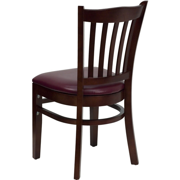 English Elm HERCULES Vertical Slat Back Restaurant Chair - Durable European Hardwood with Comfortable Seating Burgundy Vinyl Seat/Mahogany Wood Frame XU-DGW0008VRT-MAH-BURV-GG