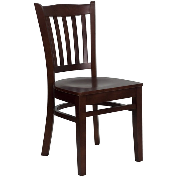 English Elm HERCULES Vertical Slat Back Restaurant Chair - Durable European Hardwood with Comfortable Seating Mahogany Wood Seat/Mahogany Wood Frame XU-DGW0008VRT-MAH-GG