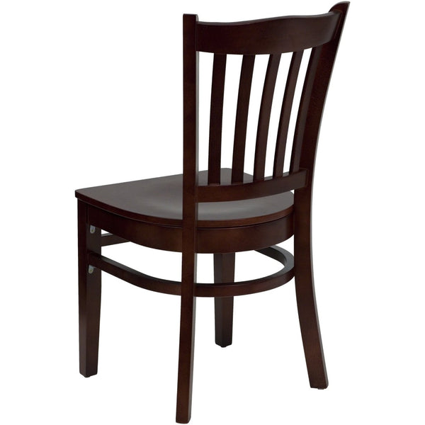 English Elm HERCULES Vertical Slat Back Restaurant Chair - Durable European Hardwood with Comfortable Seating Mahogany Wood Seat/Mahogany Wood Frame XU-DGW0008VRT-MAH-GG