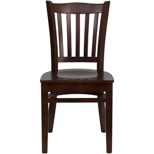 English Elm HERCULES Vertical Slat Back Restaurant Chair - Durable European Hardwood with Comfortable Seating Mahogany Wood Seat/Mahogany Wood Frame XU-DGW0008VRT-MAH-GG
