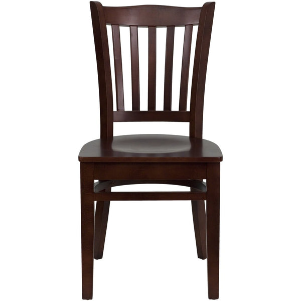 English Elm HERCULES Vertical Slat Back Restaurant Chair - Durable European Hardwood with Comfortable Seating Mahogany Wood Seat/Mahogany Wood Frame XU-DGW0008VRT-MAH-GG