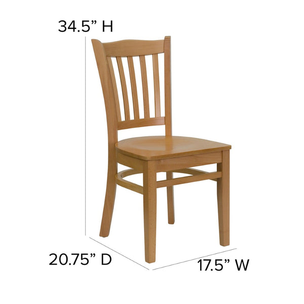 English Elm HERCULES Vertical Slat Back Restaurant Chair - Durable European Hardwood with Comfortable Seating Natural Wood Seat/Natural Wood Frame XU-DGW0008VRT-NAT-GG