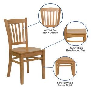 English Elm HERCULES Vertical Slat Back Restaurant Chair - Durable European Hardwood with Comfortable Seating Natural Wood Seat/Natural Wood Frame XU-DGW0008VRT-NAT-GG
