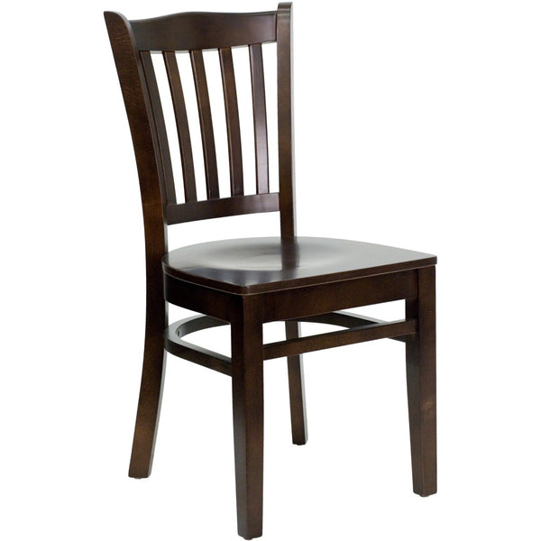 English Elm HERCULES Vertical Slat Back Restaurant Chair - Durable European Hardwood with Comfortable Seating Walnut Wood Seat/Walnut Wood Frame XU-DGW0008VRT-WAL-GG