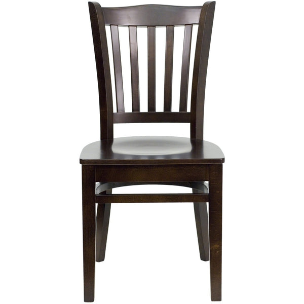 English Elm HERCULES Vertical Slat Back Restaurant Chair - Durable European Hardwood with Comfortable Seating Walnut Wood Seat/Walnut Wood Frame XU-DGW0008VRT-WAL-GG