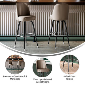 English Elm James Commercial-Grade Metal Barstool with Comfortable Swivel Seat for Restaurants and Home Bars Beige XU-F-125-BEIGE-GG