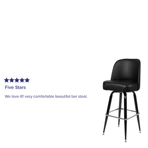 English Elm James Commercial-Grade Metal Barstool with Comfortable Swivel Seat for Restaurants and Home Bars Black XU-F-125-GG