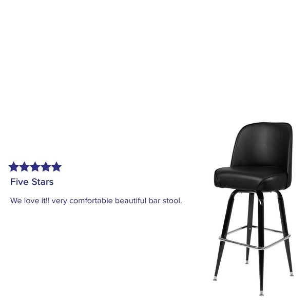 English Elm James Commercial-Grade Metal Barstool with Comfortable Swivel Seat for Restaurants and Home Bars Black XU-F-125-GG