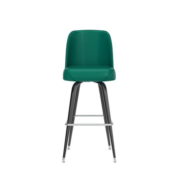 English Elm James Commercial-Grade Metal Barstool with Comfortable Swivel Seat for Restaurants and Home Bars Green XU-F-125-GRN-GG