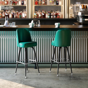 English Elm James Commercial-Grade Metal Barstool with Comfortable Swivel Seat for Restaurants and Home Bars Green XU-F-125-GRN-GG