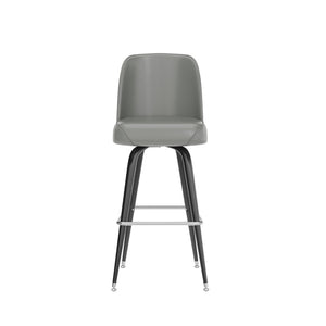 English Elm James Commercial-Grade Metal Barstool with Comfortable Swivel Seat for Restaurants and Home Bars Gray XU-F-125-GRY-GG