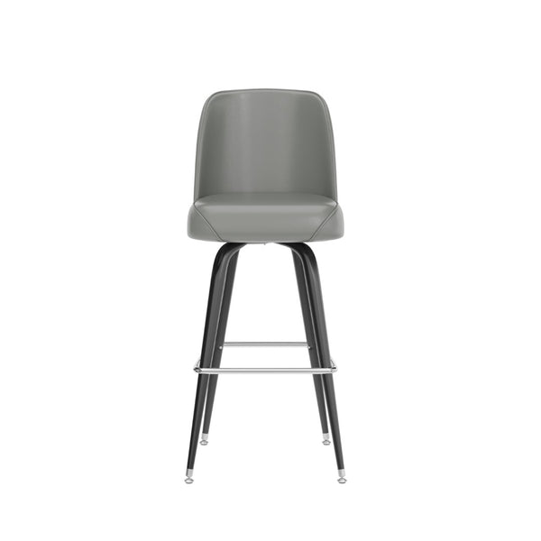 English Elm James Commercial-Grade Metal Barstool with Comfortable Swivel Seat for Restaurants and Home Bars Gray XU-F-125-GRY-GG