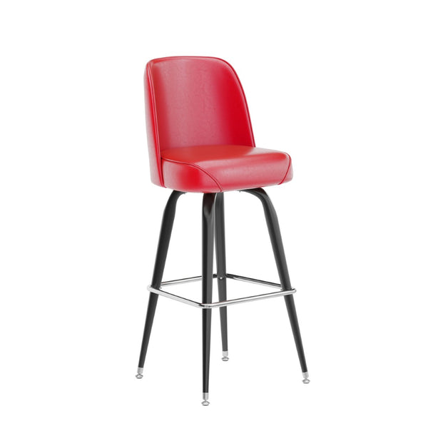 English Elm James Commercial-Grade Metal Barstool with Comfortable Swivel Seat for Restaurants and Home Bars Red XU-F-125-RED-GG