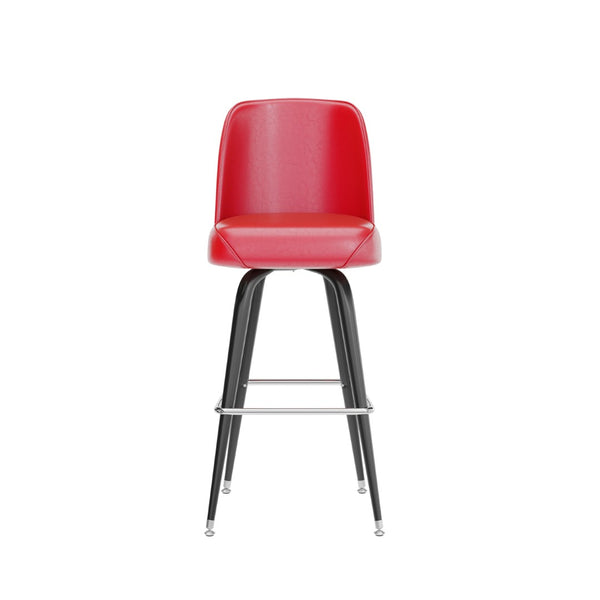English Elm James Commercial-Grade Metal Barstool with Comfortable Swivel Seat for Restaurants and Home Bars Red XU-F-125-RED-GG