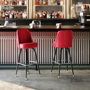 English Elm James Commercial-Grade Metal Barstool with Comfortable Swivel Seat for Restaurants and Home Bars Red XU-F-125-RED-GG