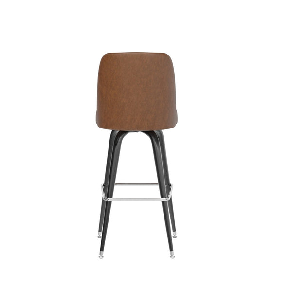 English Elm James Commercial-Grade Metal Barstool with Comfortable Swivel Seat for Restaurants and Home Bars Weathered Brown XU-F-125-WBRN-GG