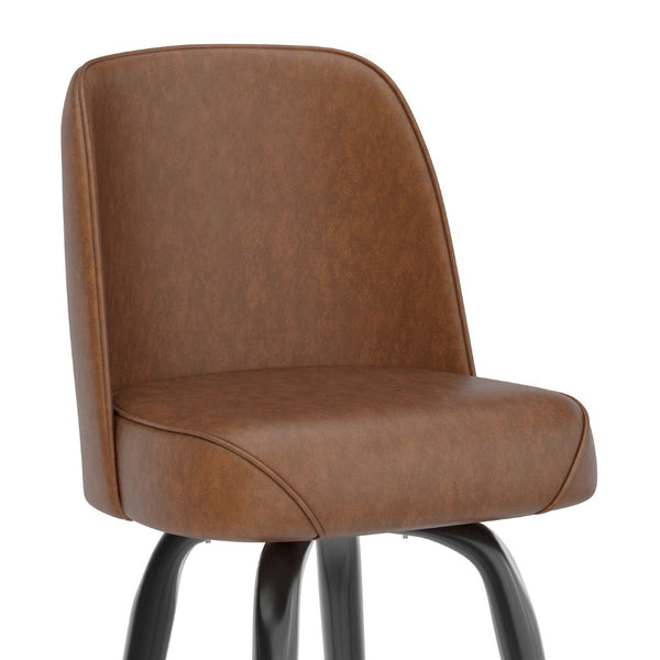 English Elm James Commercial-Grade Metal Barstool with Comfortable Swivel Seat for Restaurants and Home Bars Weathered Brown XU-F-125-WBRN-GG