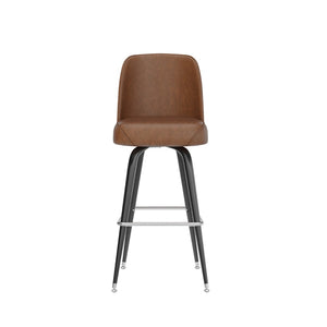 English Elm James Commercial-Grade Metal Barstool with Comfortable Swivel Seat for Restaurants and Home Bars Weathered Brown XU-F-125-WBRN-GG