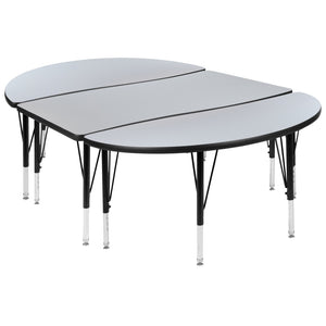 English Elm Emmy 2 Piece Activity Table Set - Flexible Oval Design for Collaborative Learning & Classroom Durability Grey 47.5"W x 76"L XU-GRP-A3048CON-48-GY-T-P-GG