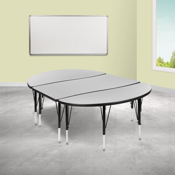 English Elm Emmy 2 Piece Activity Table Set - Flexible Oval Design for Collaborative Learning & Classroom Durability Grey 47.5"W x 76"L XU-GRP-A3048CON-48-GY-T-P-GG