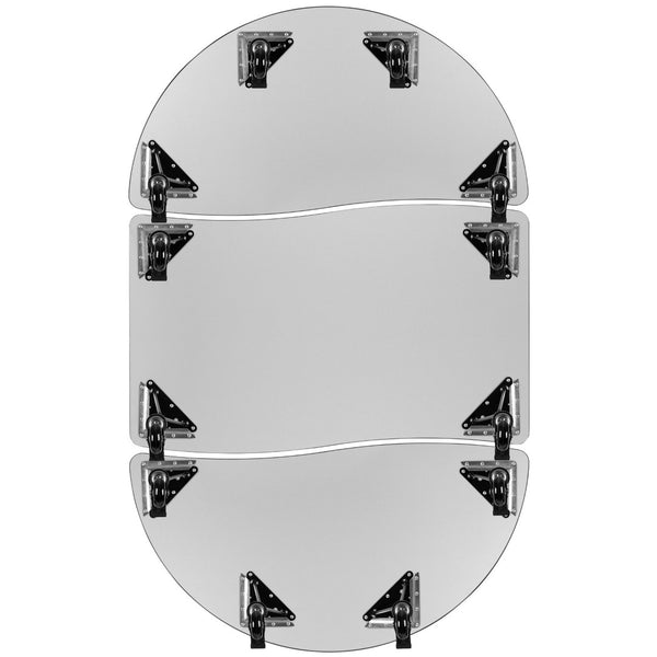 English Elm Emmy 3-Piece Mobile Oval Wave Activity Table Set for Flexible Learning Spaces and Collaborative Use Oak 47.5"W x 76"L XU-GRP-A3048CON-48-OAK-T-A-CAS-GG