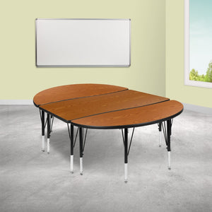 English Elm Emmy 2 Piece Activity Table Set - Flexible Oval Design for Collaborative Learning & Classroom Durability Oak 47.5"W x 76"L XU-GRP-A3048CON-48-OAK-T-P-GG
