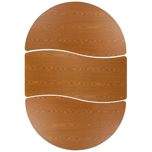 English Elm Emmy 2 Piece Oval Wave Activity Table Set - Flexible Design with Adjustable Height for Collaborative Learning Oak 60"W x 86"L XU-GRP-A3060CON-60-OAK-T-A-GG