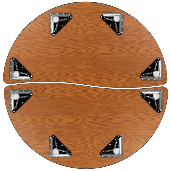 English Elm Emmy 2 Piece Wave Activity Table Set for Collaborative Learning - Height Adjustable & Durable Design Grey 47.5"W x 48"L XU-GRP-A48-HCIRC-GY-T-P-GG